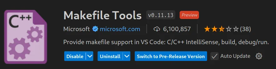 VS Code Makefile Tools Version